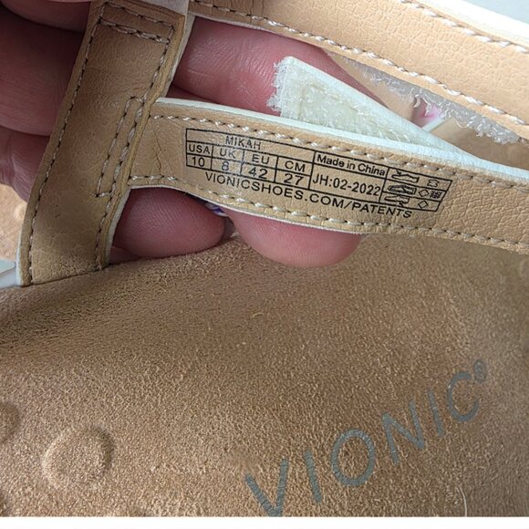 VIONIC ( 10 ) MIKAH White Leather Backstrap Sandal Pearl Detail 3-Zone Comfort - Picture 14 of 15